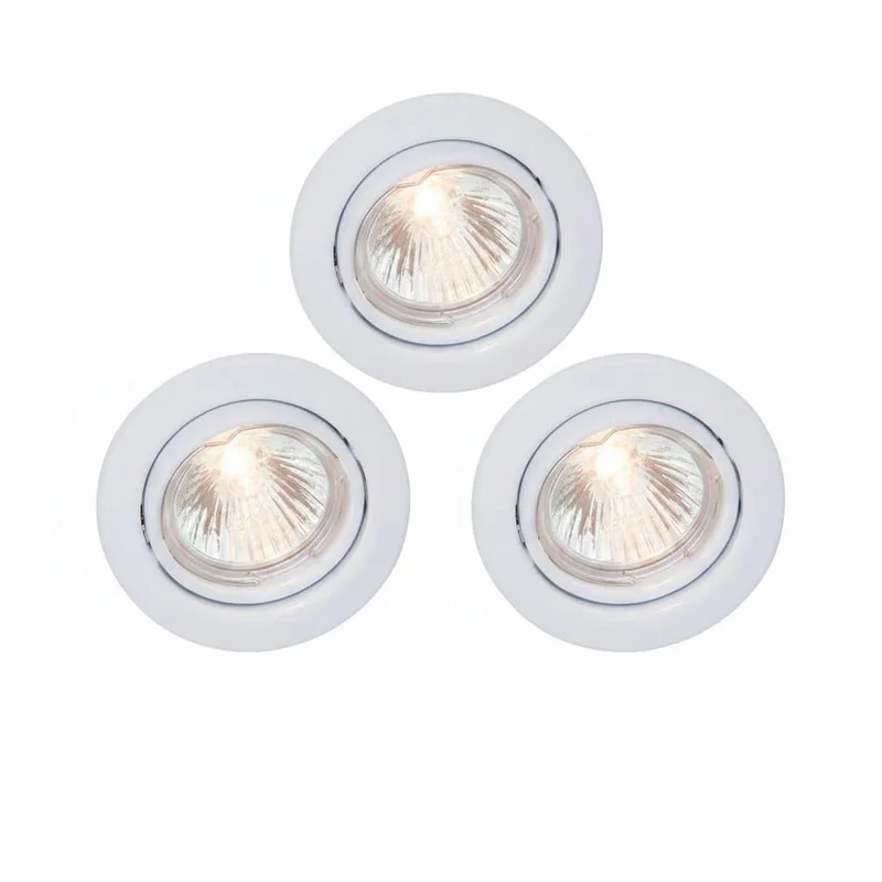 3er Set Einbaustrahler Ron weiß – schwenkbar, 12 V Halogen, inkl. Trafo (Brilliant)