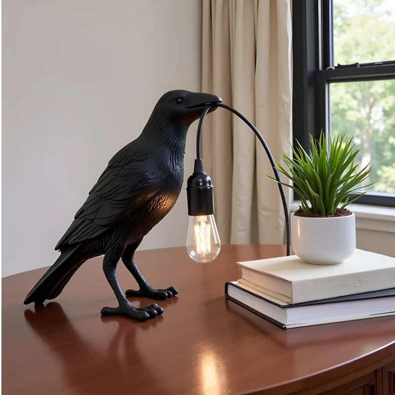 Vogel Tischlampe Krähe E27 Nachttischleuchte – UK Stecker ~2589