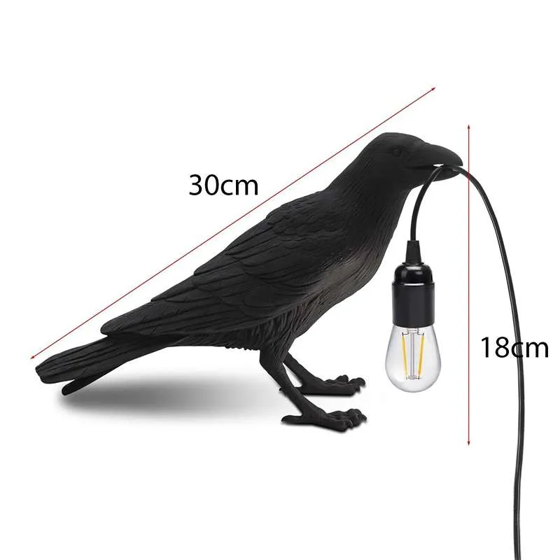 Vogel Tischlampe Krähe E27 Nachttischleuchte – UK Stecker ~2589