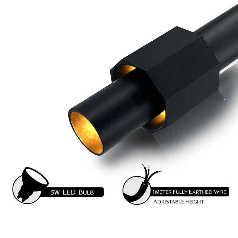 Moderne LED Pendelleuchte 5W Schwarz Höhenverstellbar ~2585