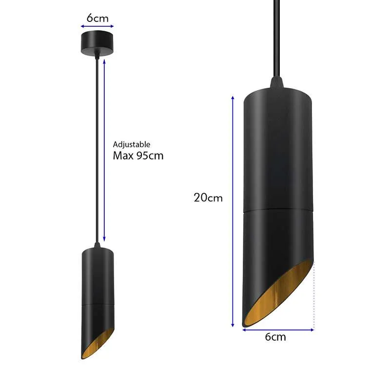 LEDSONE Hängelampe Schwarz Geriffelter Metallschirm ~2593