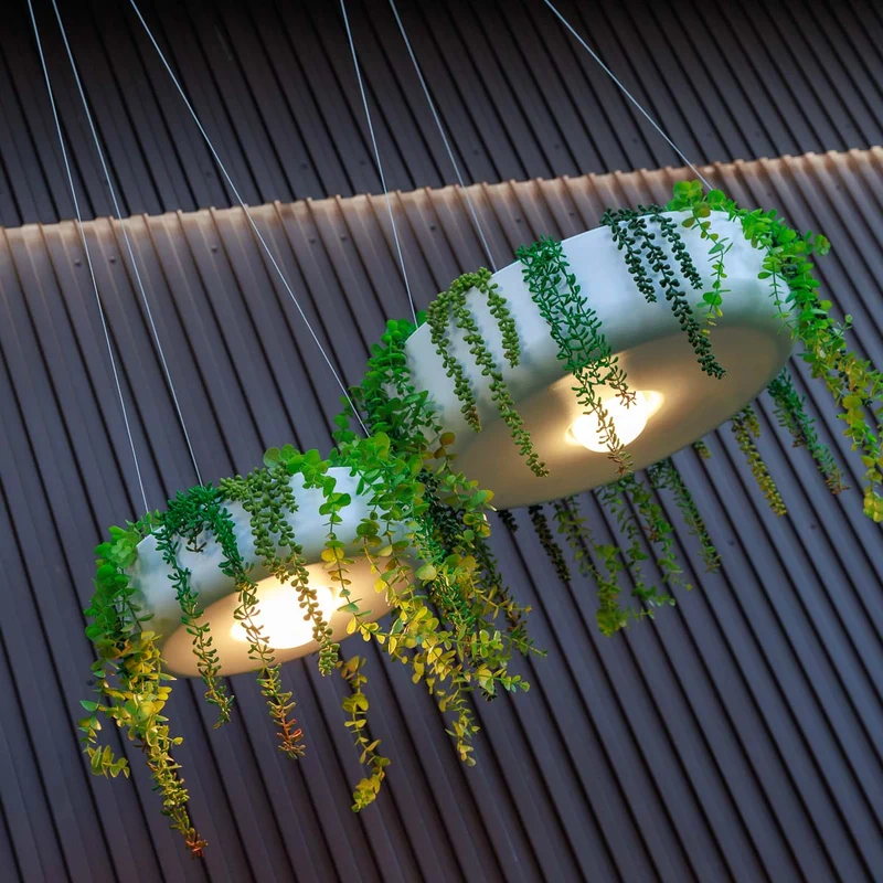 Runder Hängepflanzer mit kabelloser Beleuchtung ELBA 39