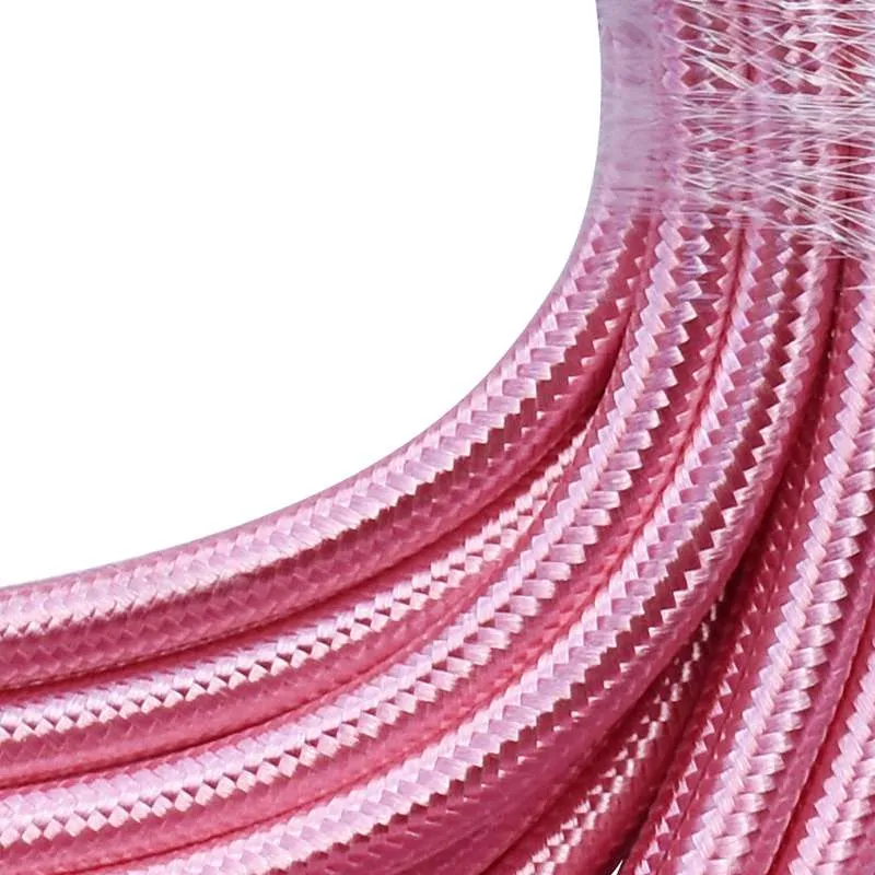 Textiles 3-adriges Lampenkabel rund glänzend rosa-2774