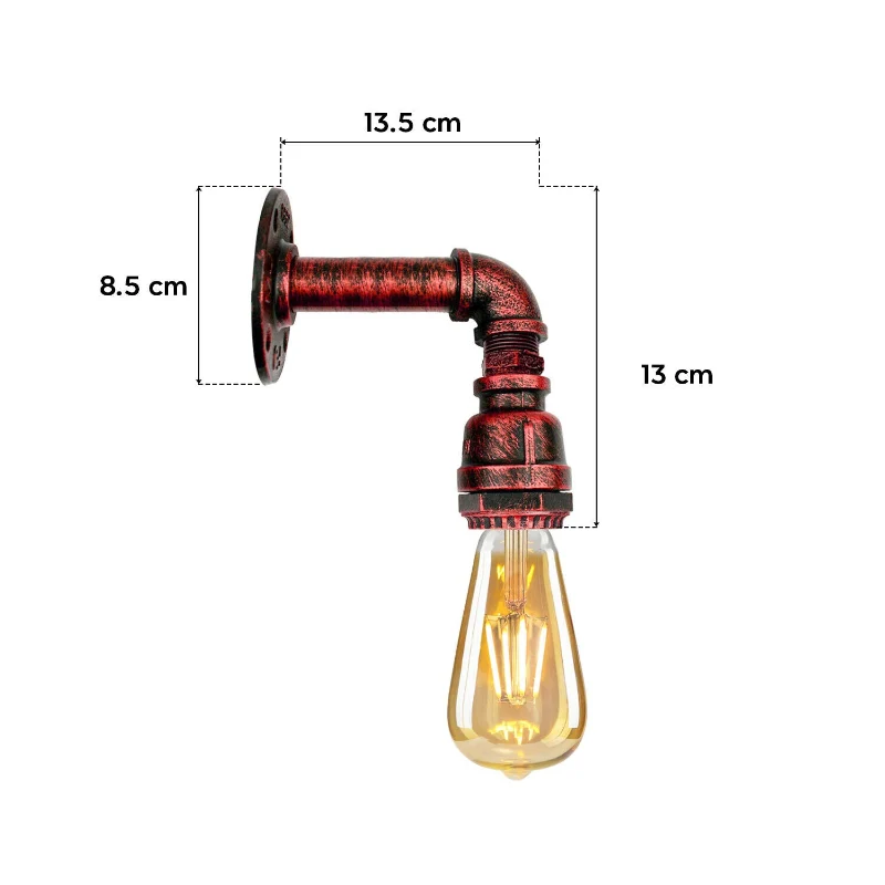 Vintage Wasserrohr Wandlampe Wandleuchte Eisen ~2579