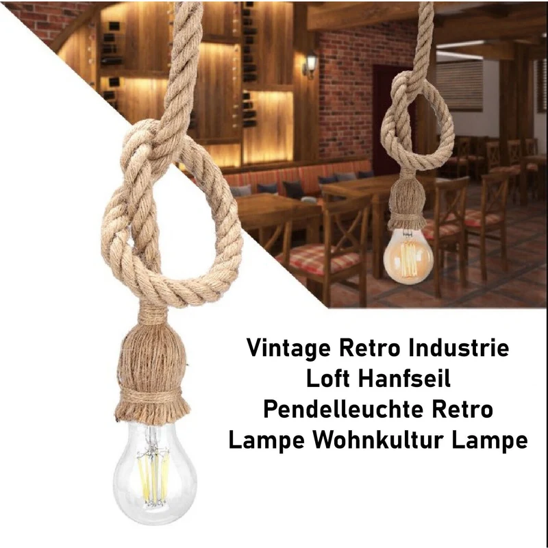 Knoten Hanfseil Pendelleuchte Einfaches Design | 1m & 2m ~2575