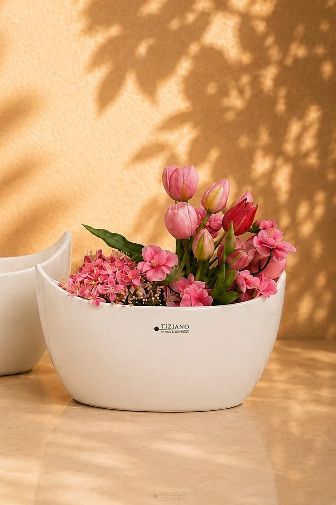 Schale Arco oval XL creme-weiß