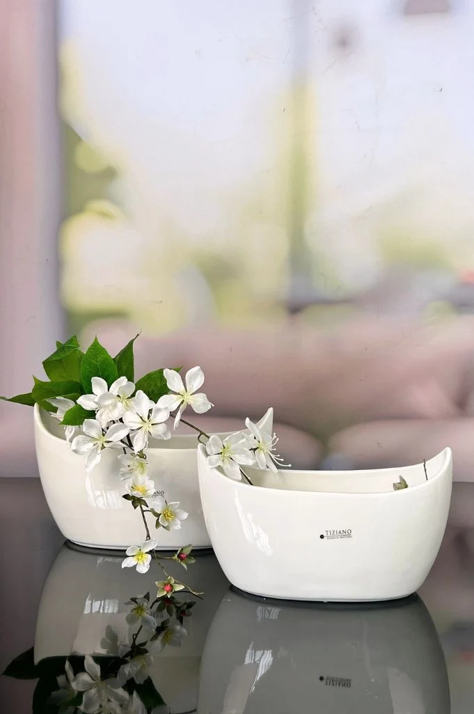 Schale Arco oval XL creme-weiß