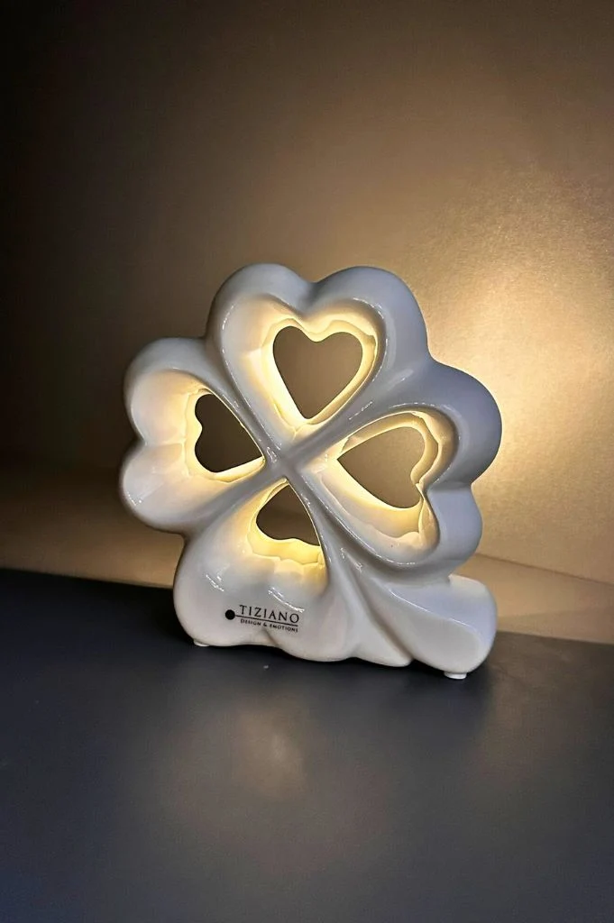 Deko Glücksblatt Felice LED creme