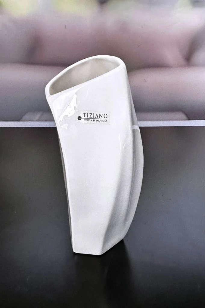 Vase Tabiano 31cm creme-weiß