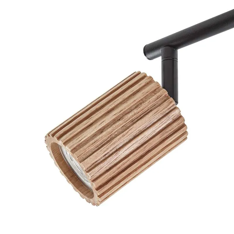 B-Ware Lindby Deckenstrahler Stralino 6-flammig LED Deckenlampe dimmbar Holz schwarz