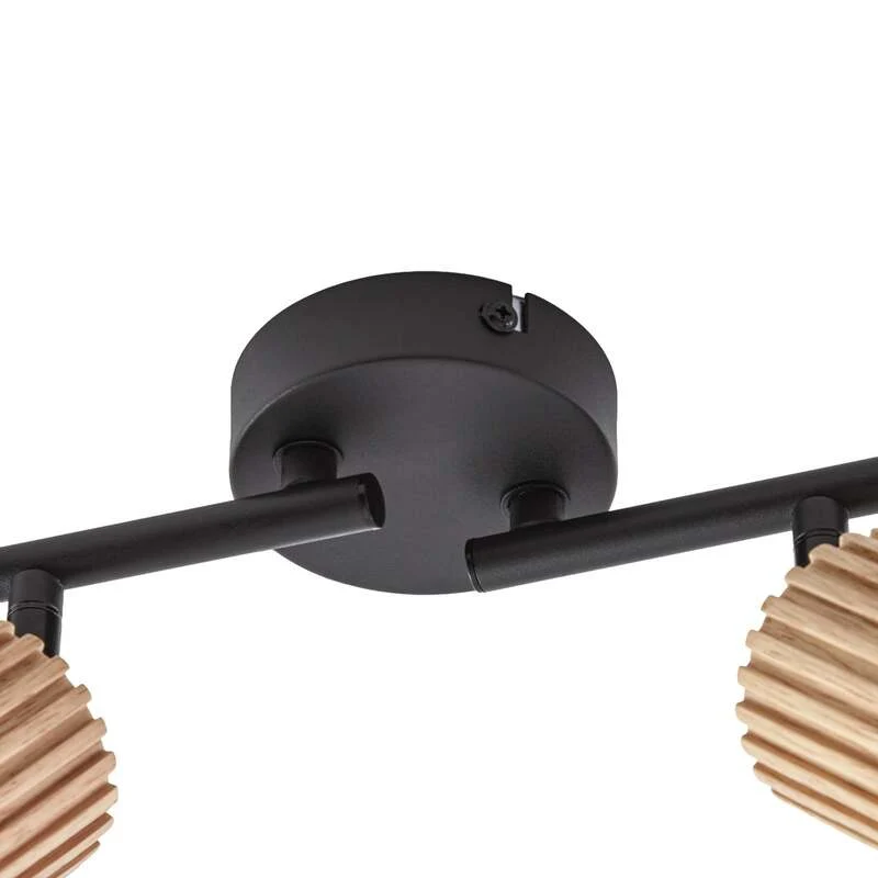 B-Ware Lindby Deckenstrahler Stralino 6-flammig LED Deckenlampe dimmbar Holz schwarz