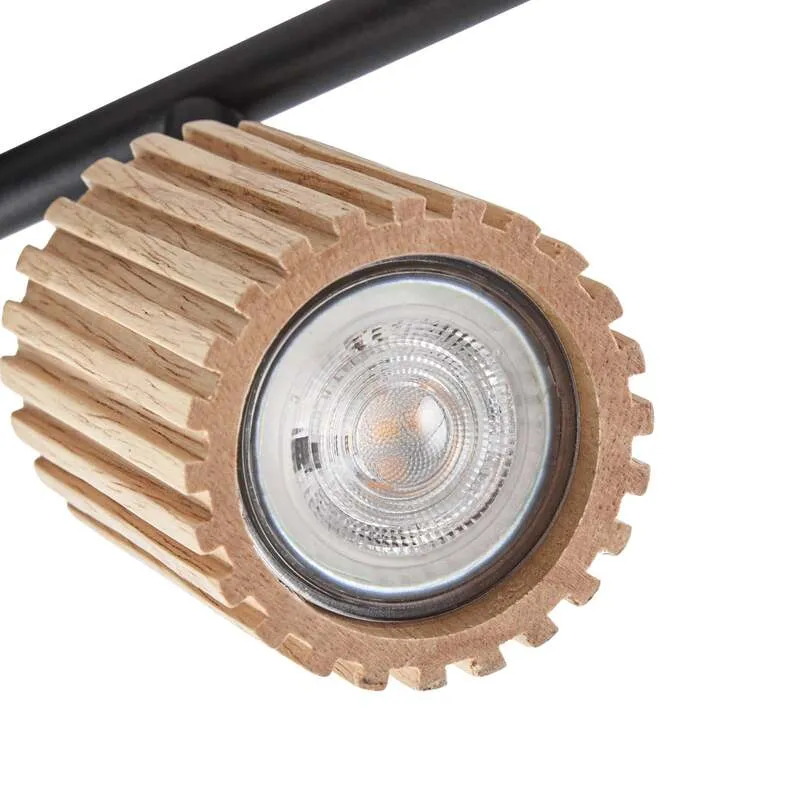 B-Ware Lindby Deckenstrahler Stralino 6-flammig LED Deckenlampe dimmbar Holz schwarz