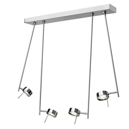 Verstellbare LED Deckenleuchte BLING 4-flammig – moderne Pendelleuchte Chrom matt