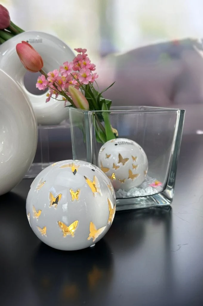 Dekoset Glas Alone mit LED Kugel Ciliana