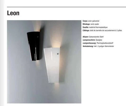 Glas Wandleuchte Leon schwarz – Wandfackel E27, mundgeblasenes Glas, Made in Italy