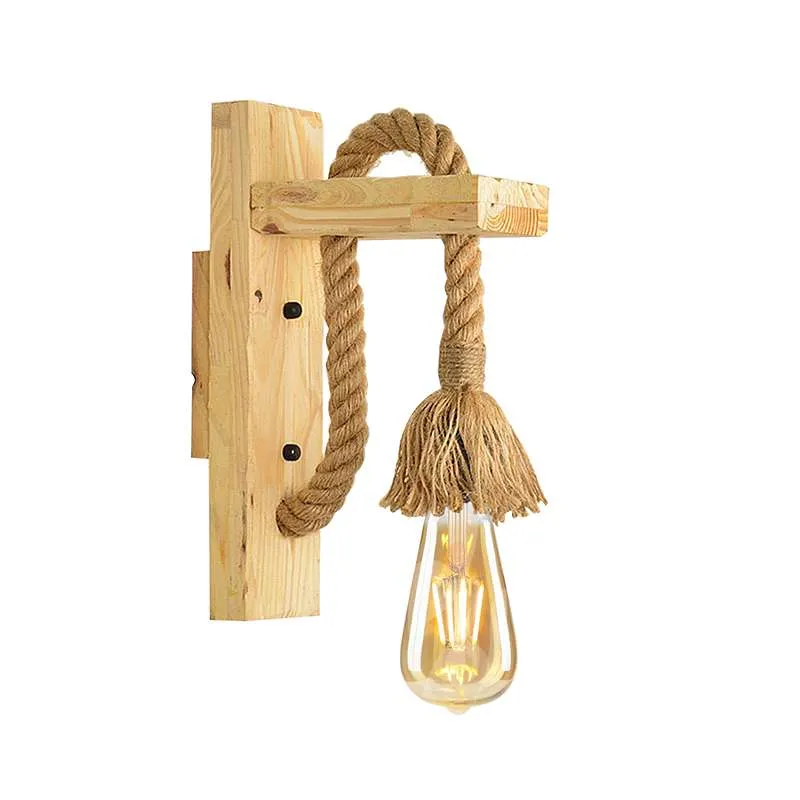 Wandlampe mit holz , Hanfseil,lampen für das Kinderzimmer~2635