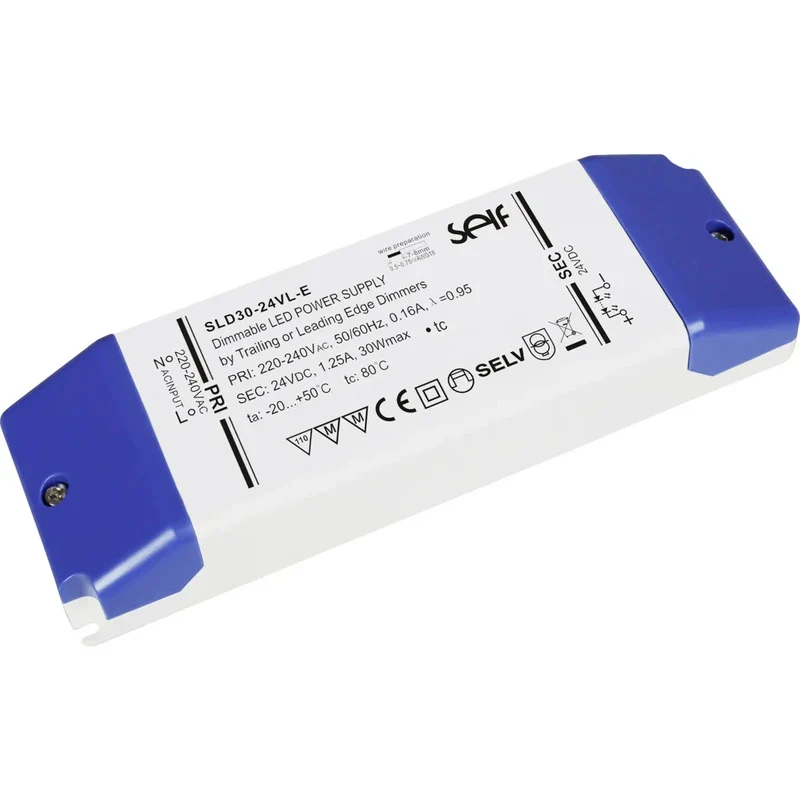 B-Ware Self Electronics LED-Trafo SLD30-24VL-E 30W 1.25A Konstantspannung grau IP20