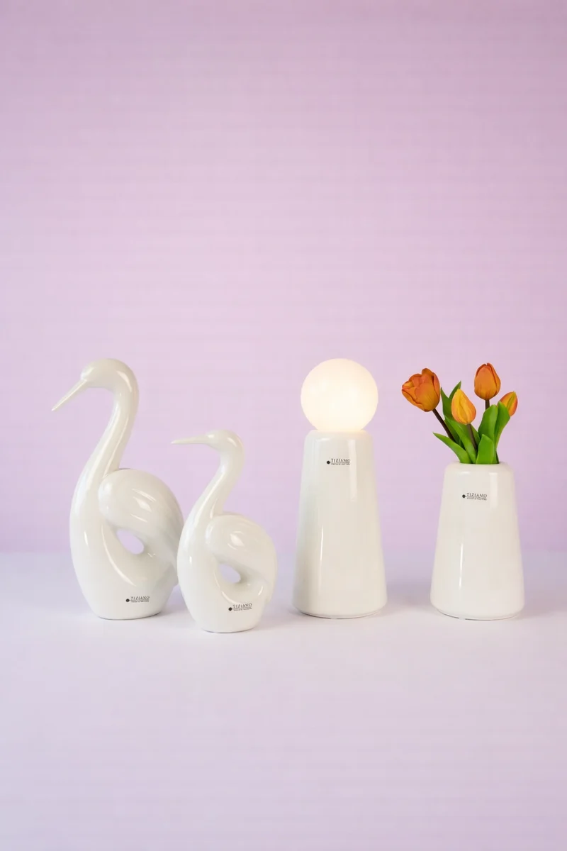 Dekoset Vogel Splendido L+Vase Luminara mit LED Birne