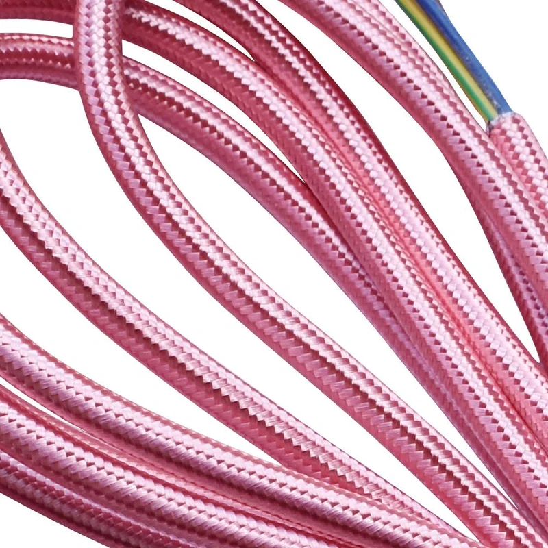 1m LED Wandleuchte Kabel,2-adrig Rosa Textil, 2x0,75mm²~1155