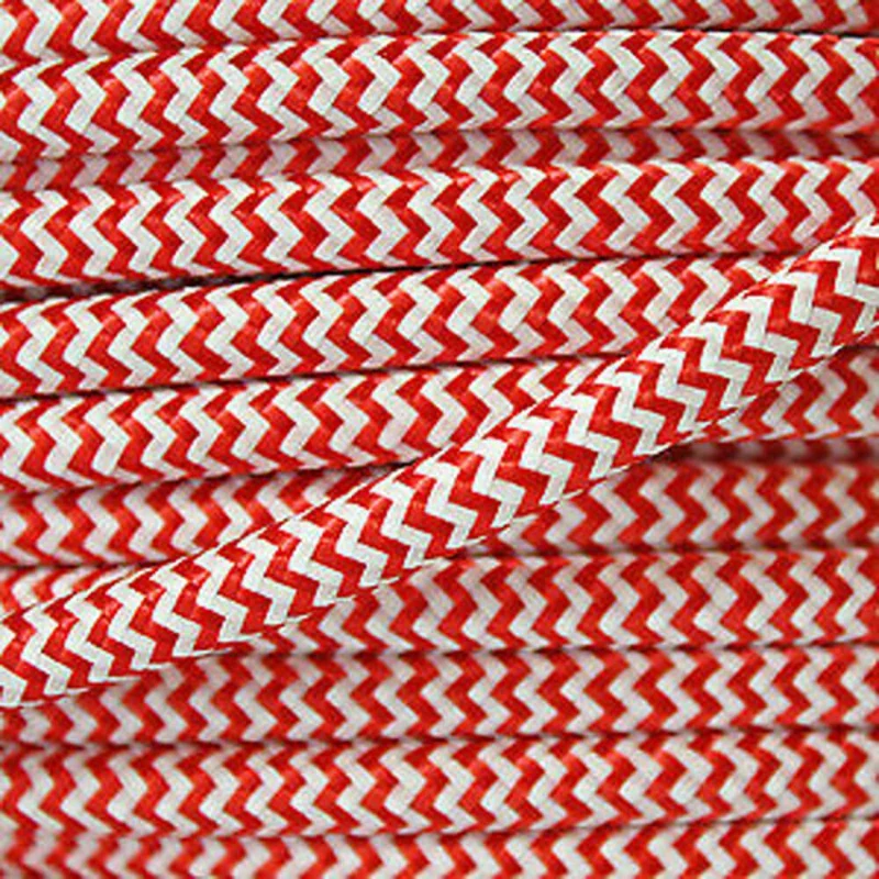 Textilkabel Lampenkabel 2x0.75mm², Rund, Rot und Weiß~1157