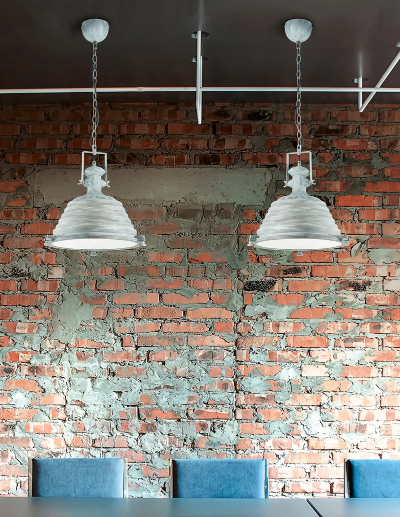 Industrie LOFT Pendellampe YORK – Retro Pendelleuchte antik weiß Ø 35 cm