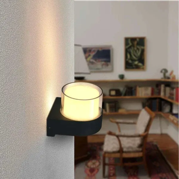 7W Modern Schwarz und Weiß 3000K LED IP54 Wandleuchte~2567