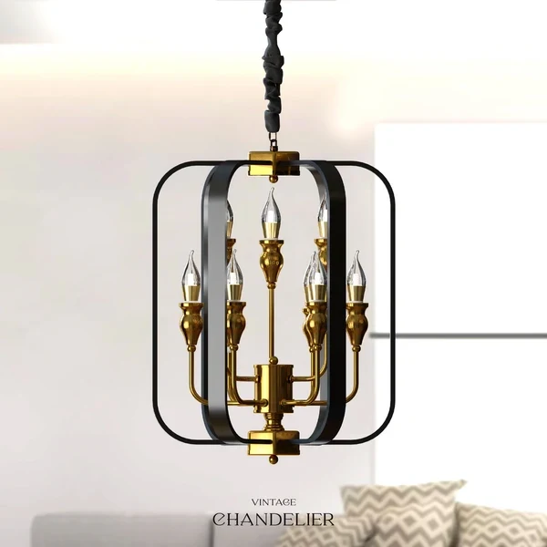 pendelleuchte schwarz/gold 9 Kerzen-kronleuchter modern~2717