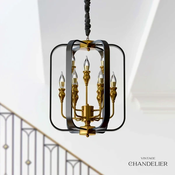 pendelleuchte schwarz/gold 9 Kerzen-kronleuchter modern~2717