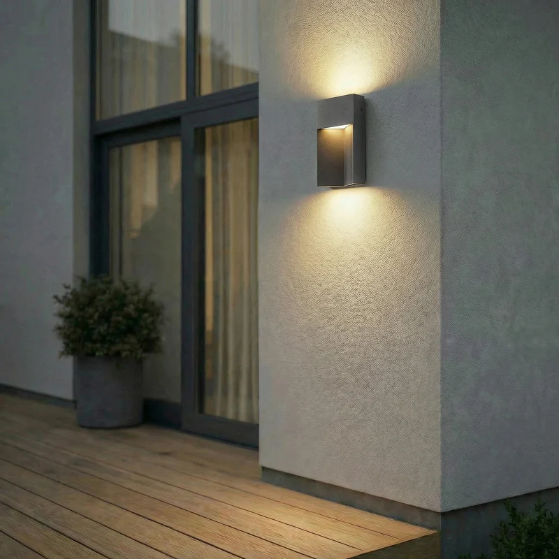 B-Ware Lucande Außenwandleuchte CCT schwarz eckig LED Gartenlampe Wandleuchte IP44 30cm