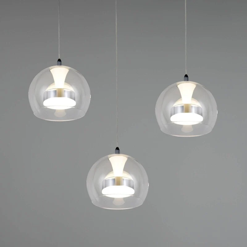 B-Ware TRIO LIGHTING Hängelampe Flynt LED Pendelleuchte dimmbar chrom 3-flammig Ø42cm