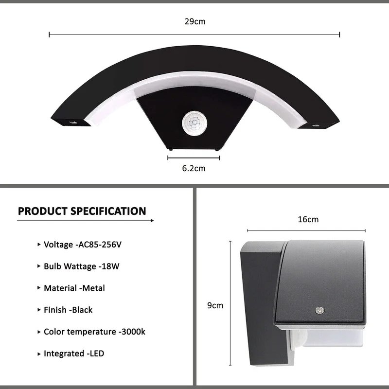 18W LED Außenleuchte mit Bewegungsmelder Wandleuchte~2565
