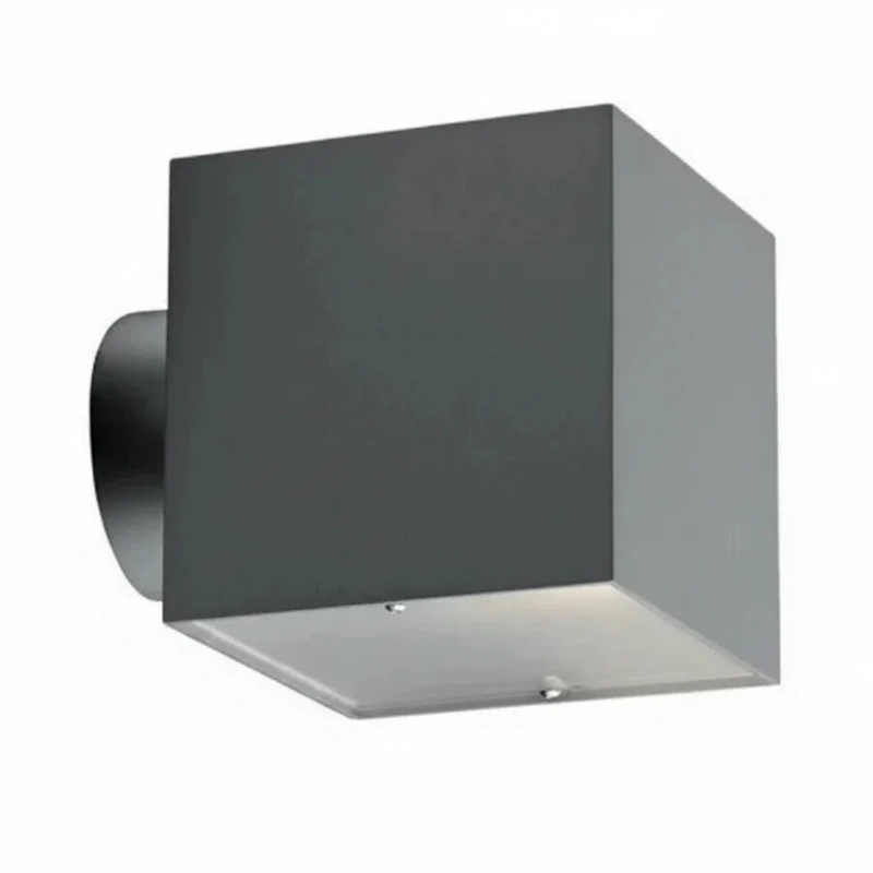 XL Wandleuchte Dado Cube Up & Down – Stahl grau, E27, Made in Italy