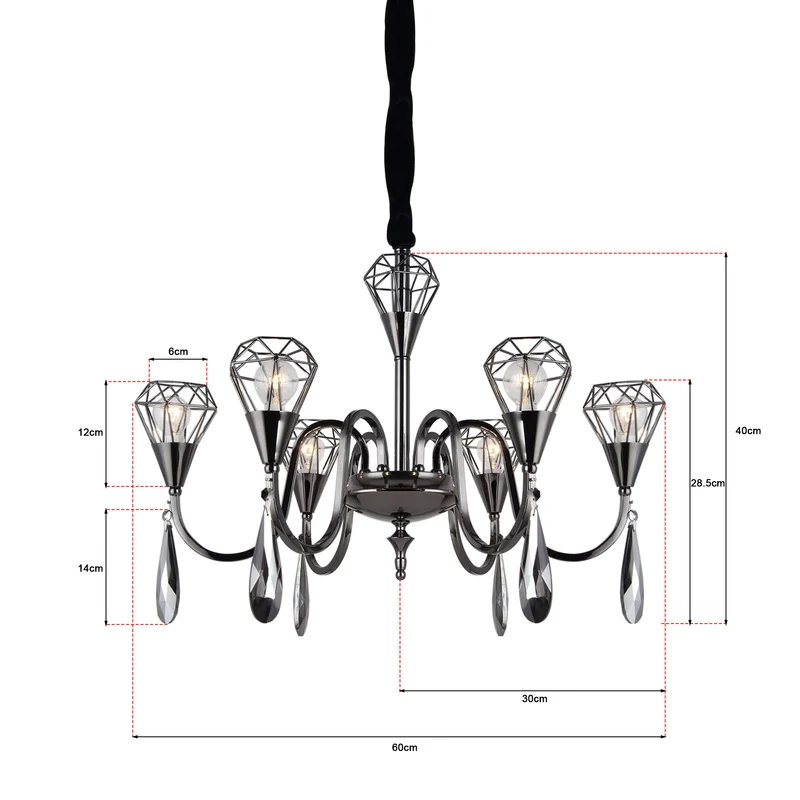 Eleganter Kristallkronleuchter mit 7er Käfig für 60W~2712