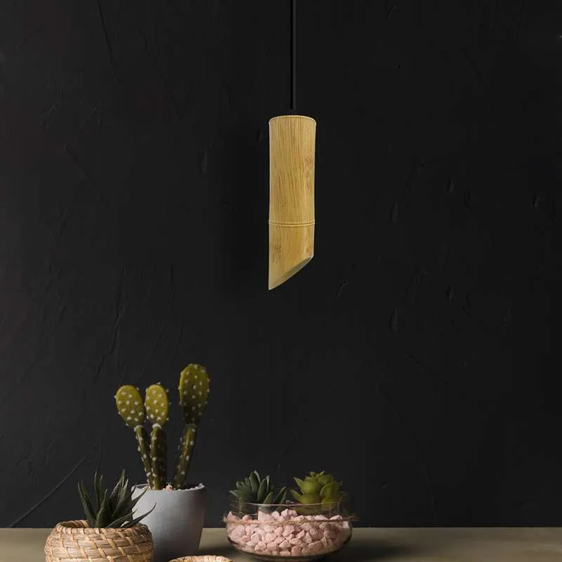Nordic hängelampen bambus mit Zylinderform - gu10 lampe~2616