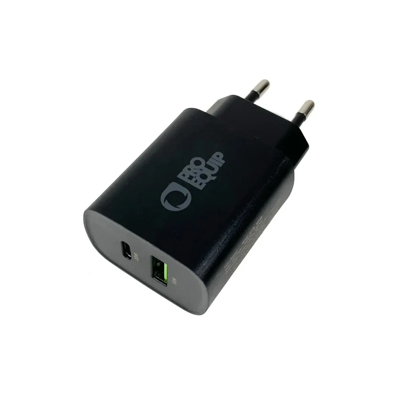 230V Dual-USB Schnellladeadapter, 1x USB-C (20W), 1x USB-A (18W)