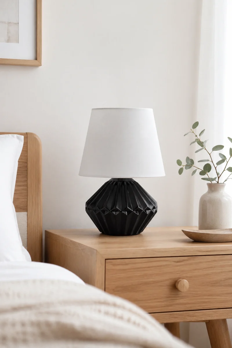 Deko Lampe 46cm breit schwarz-matt