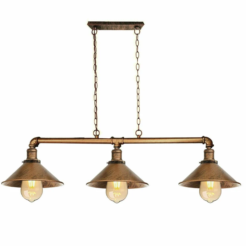 Modernes Retro Rohr Beleuchtungs Deckenleuchten Pendelset Gebürstetes Kupfer Rohrlampen ~2367