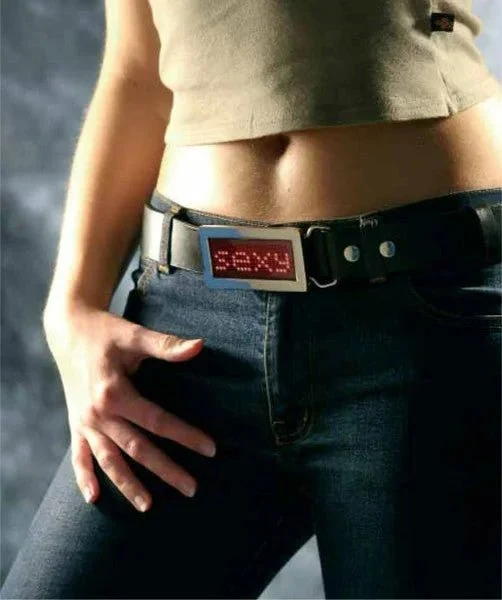 LED Gürtel mit Laufschrift Blau Kristall LED Belt programmierbar Unisex