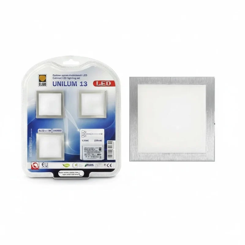 3er Set LED Möbeleinbauleuchten UNILUM13 – 12 V, ultra-flach, chrom/satin