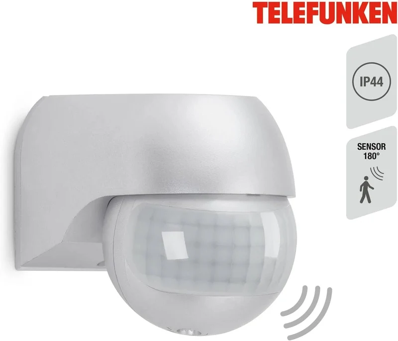 Bewegungsmelder für außen silber Reichweite 12m 180° IP44