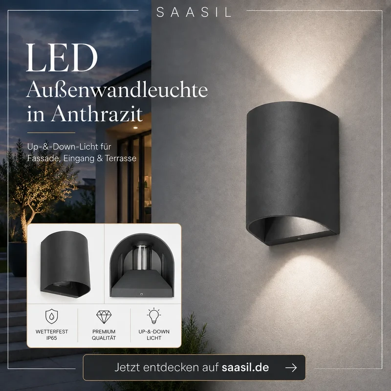 LED Außenwandleuchte Up & Down gewölbt – anthrazit – IP54 – 10,6 W – Fischer