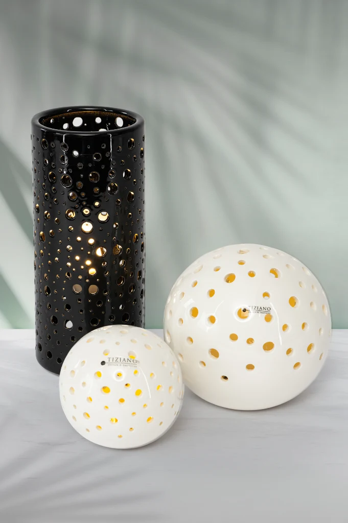 Dekoset Lampe Salvati schwarz mit Lichtkugeln Padova