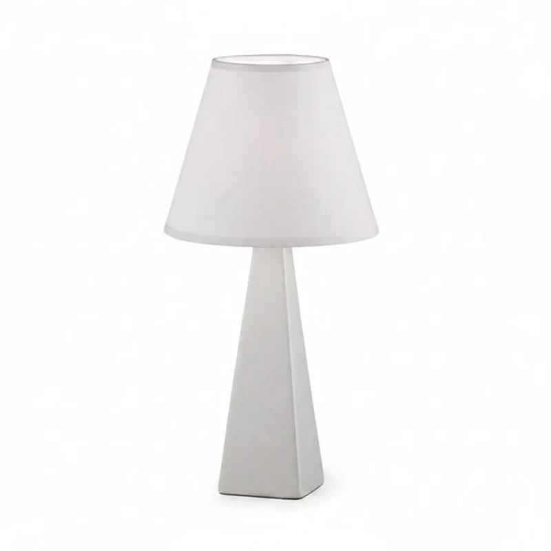 Honsel HANNAH Tischleuchte – Keramikfuß sandfarben, Stoffschirm creme, 38 cm, E14