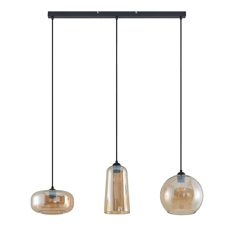 B-Ware Lucande Wilja Hängeleuchte Hängelampe Licht Lampe Leuchte E27 dreiflammig amber