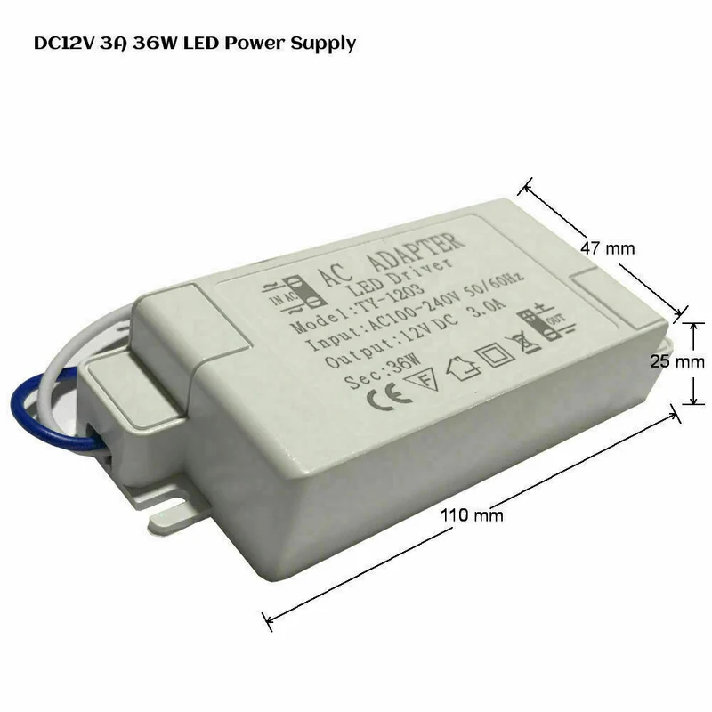 LED Trafo 12V DC 36W, 3A, 110-230V AC, Konstantspannungstransformator~2439