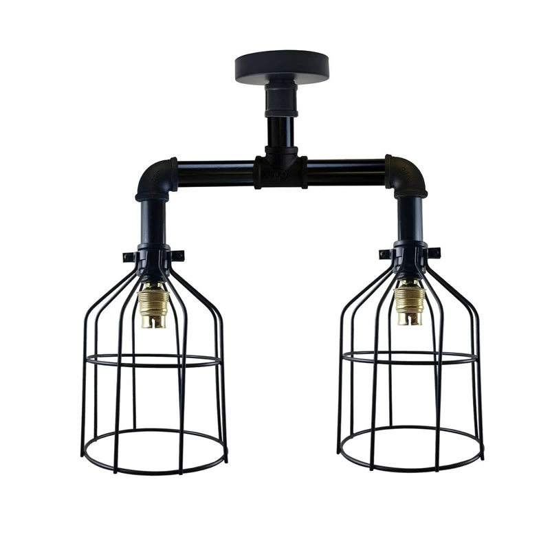 Industrie B22 Vintage Deckenleuchten Metallrohr Retro Loft Decken- und Käfiglampen Rohrlampen ~2407