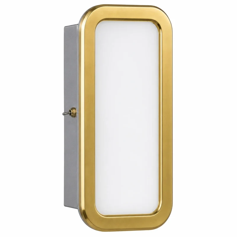 LED Wandleuchte Hendrik mit Schalter – Messing Gold, flach 5,5 cm, 880 lm, warmweiß