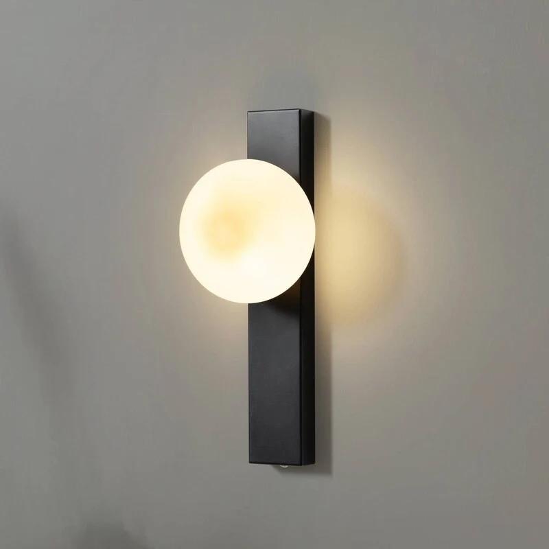 B-Ware Lindby Wandleuchte Tavrik LED Lampe dimmbar schwarz-weiß IP für Feuchträume 30cm