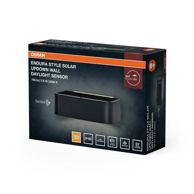 B-Ware OSRAM Wandleuchte Außen Solar Updown 7,6W dimmbar warmweiß 3000K IP65 dunkelgrau
