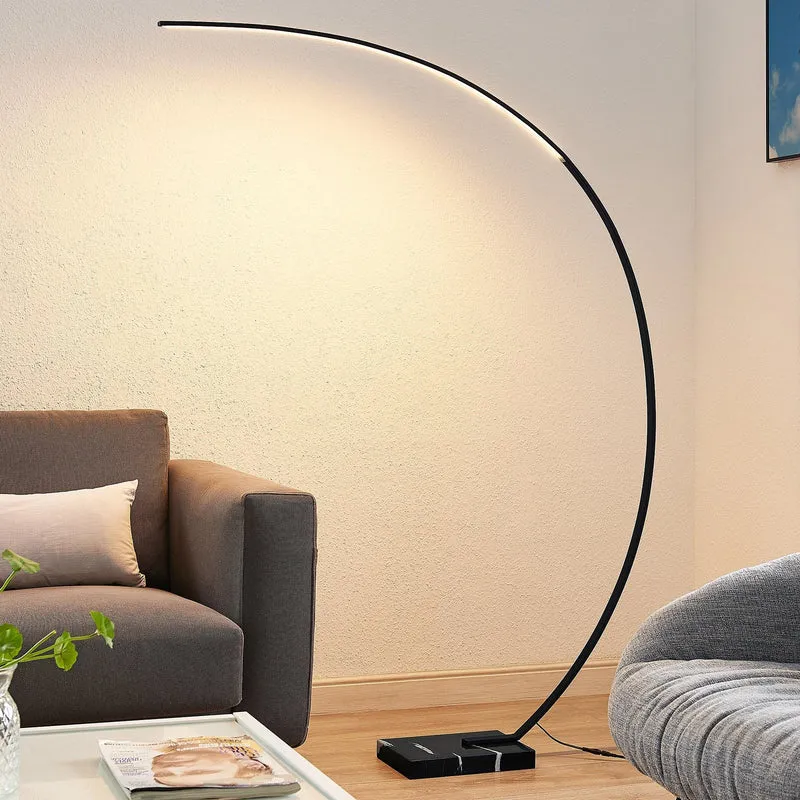 B-Ware Lindby Stehlampe Bogenlampe LED Kendra schwarz Wohnzimmerlampe dimmbar Aluminium